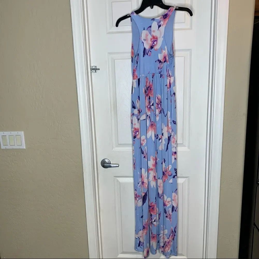 Old Navy Blue Floral Maxi Dress Size XS Petite